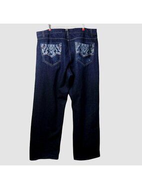 Avirex Mens Dark Wash Jeans Size 40x32 With Embroidered Back Pockets
